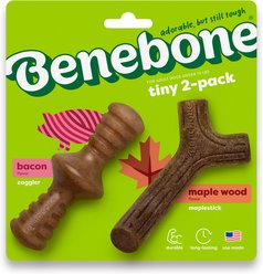 Benebone Maple Wood & Bacon Flavor Tough Dog Chew Toy, Tiny, 2 count