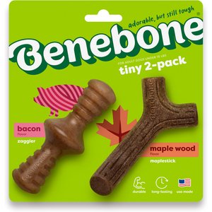 Benebone Maple Wood & Bacon Flavor Tough Dog Chew Toy, Tiny, 2 count