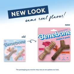 Benebone Bacon Flavor Tough Puppy Chew Toy, 2 count slide 2 of 9