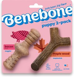 Benebone Bacon Flavor Tough Puppy Chew Toy, 2 count
