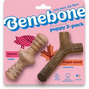 Benebone Bacon Flavor Tough Puppy Chew Toy, 2 count
