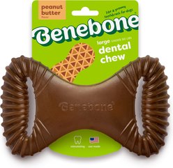Benebone Peanut Butter Flavor Dental Tough Dog Chew Toy, Large