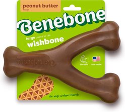 Benebone Peanut Butter Flavor Wishbone Tough Dog Chew Toy, Large