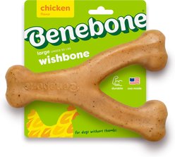 Benebone Rotisserie Chicken Flavor Wishbone Tough Dog Chew Toy, Large