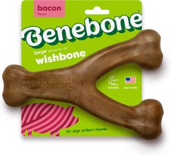 Benebone Bacon Flavor Wishbone Tough Dog Chew Toy, Large