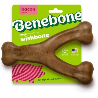 Benebone Bacon Flavor Wishbone Tough Dog Chew Toy, Large slide 1 of 8