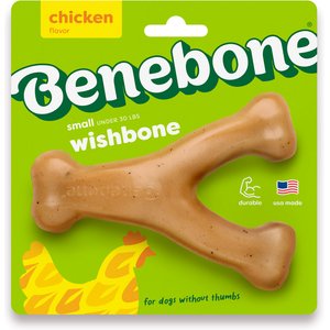 Benebone Rotisserie Chicken Flavor Wishbone Tough Dog Chew Toy, Small