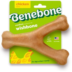 Benebone Rotisserie Chicken Flavor Wishbone Tough Dog Chew Toy, Medium