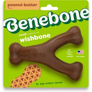 Benebone Peanut Butter Flavor Wishbone Tough Dog Chew Toy, Small