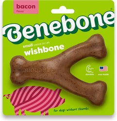 Benebone Bacon Flavor Wishbone Tough Dog Chew Toy, Small