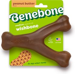 Benebone Peanut Butter Flavor Wishbone Tough Dog Chew Toy, Medium