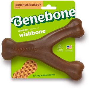 Benebone Peanut Butter Flavor Wishbone Tough Dog Chew Toy, Medium