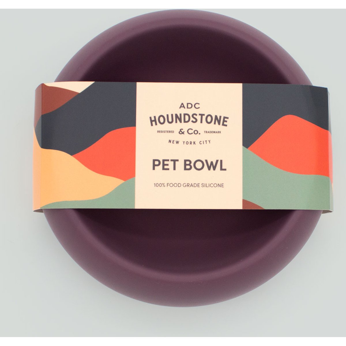 Houndstone The Coquito Dishwasher Safe Silicone Dog Bowl, Small, Plum