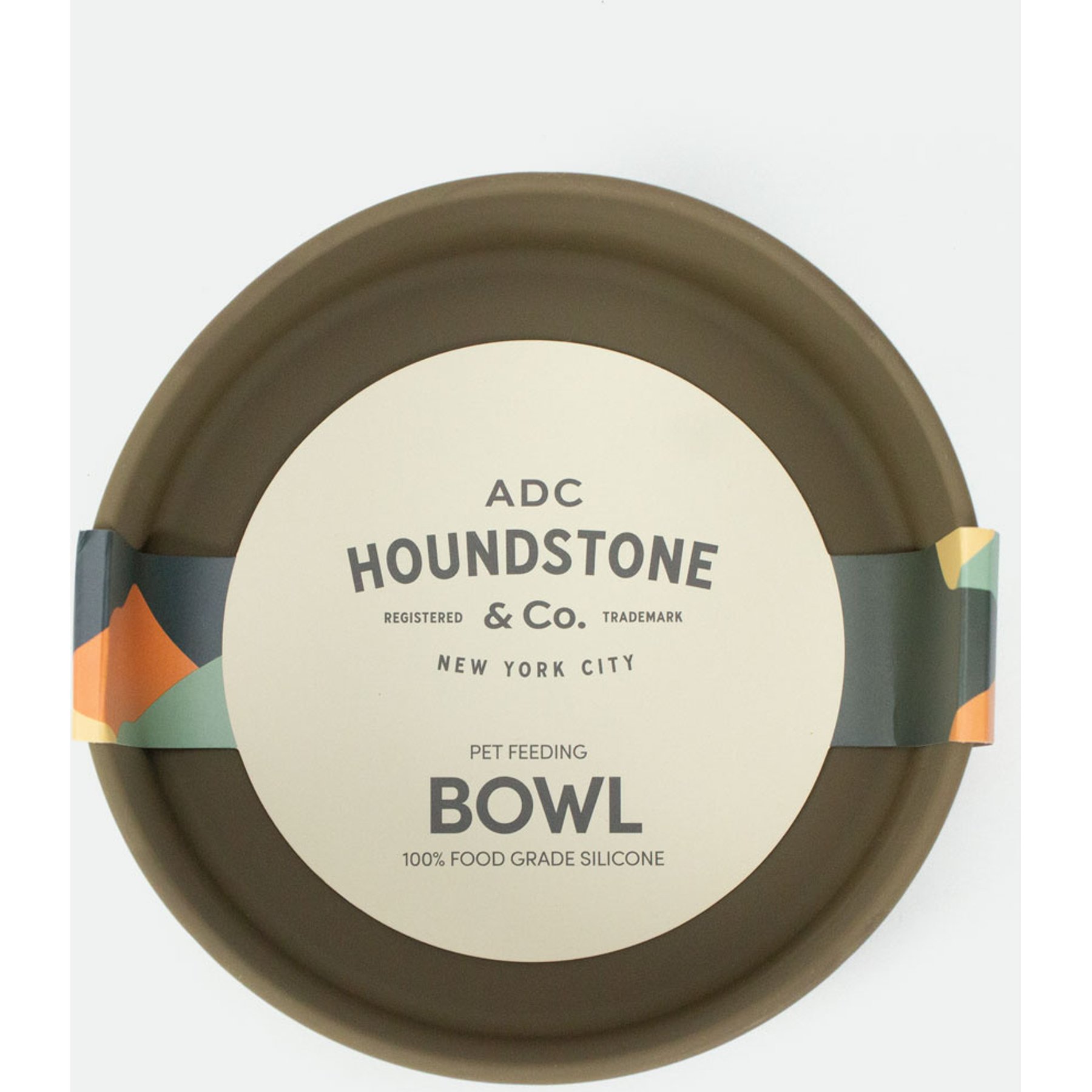 Houndstone The Pony Dishwasher Safe Silicone Dog Bowl, Medium, Olive