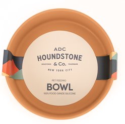 Houndstone The Pony Dishwasher Safe Silicone Dog Bowl, Medium, Marigold