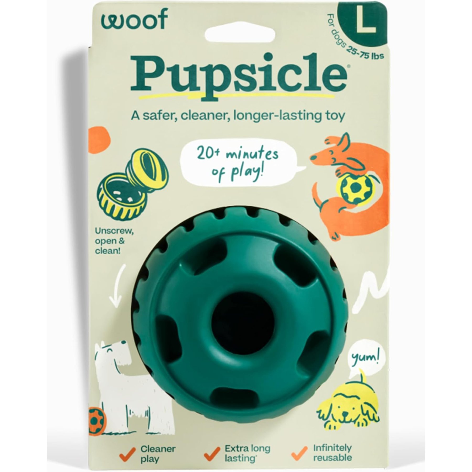 Woof Party Pupsicle Treat Dispensing Dog Toy, Dark Green, Large