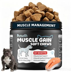 Petterm Muscle Gain Salmon Flavored Powder High Calorie Soft Chew Supplement for Dogs, 100 count