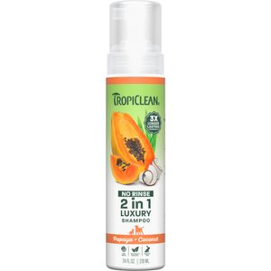 TropiClean Dry No Rinse Waterless Papaya & Coconut Dog & Cat Shampoo, 7.4-fl oz