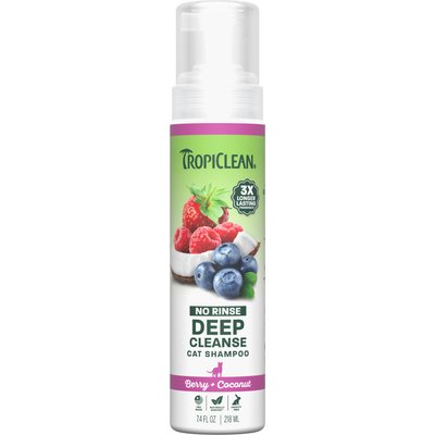 TropiClean TropiClean Dry No Rinse Waterless Deep Cleaning Cat Shampoo, Berry Fresh Scent, 7.4-fl oz bottle