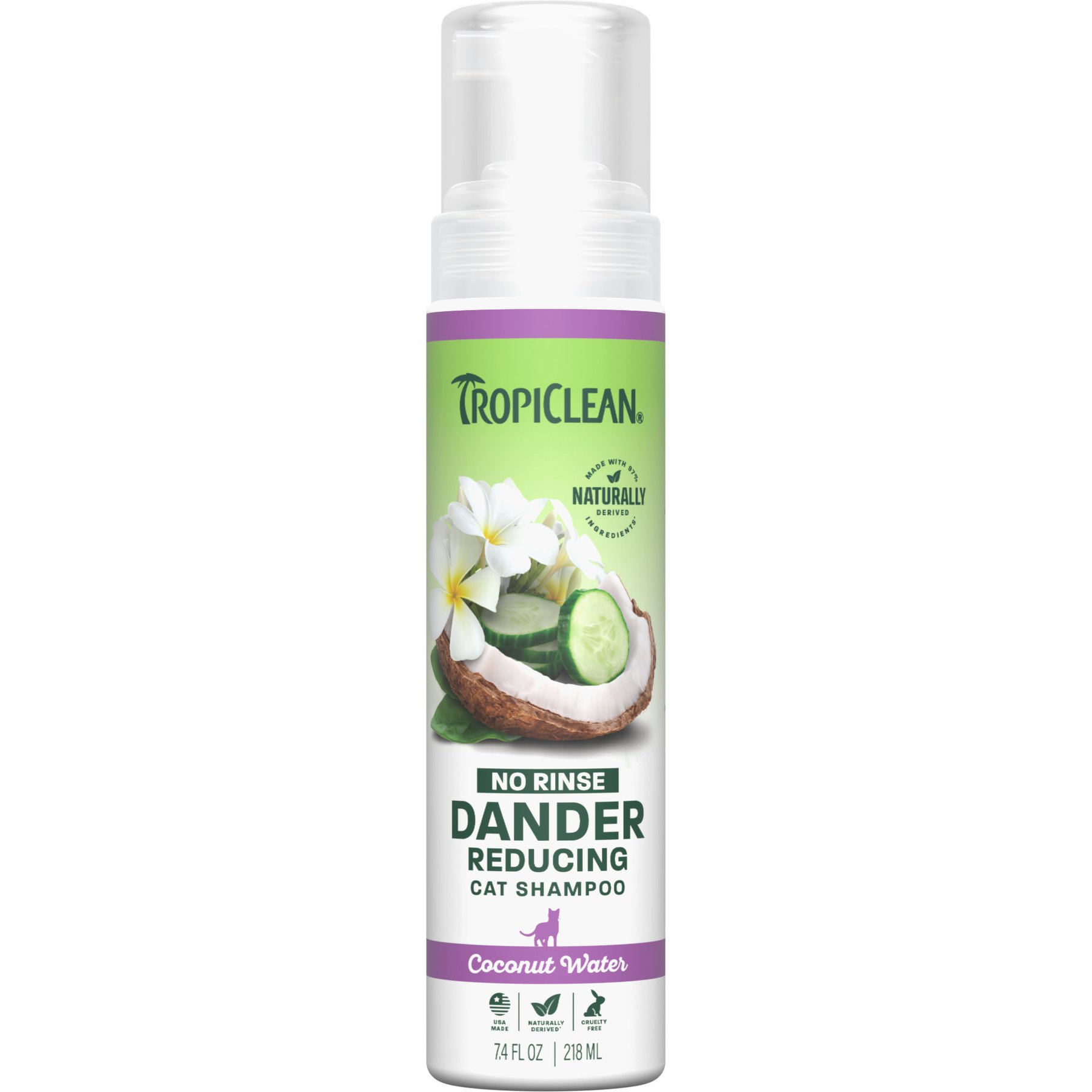 TropiClean Dry No Rinse Waterless Dander Reducing Cat Shampoo, 7.4-fl oz bottle