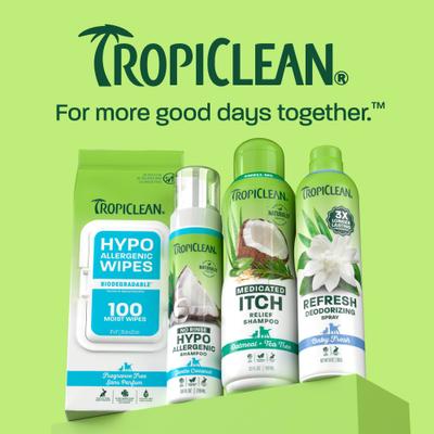 Show full view: TropiClean Medicated Itchy Skin Relief Oatmeal & Tea Tree Dog Shampoo, 20-fl oz bottle slide 9 of 12