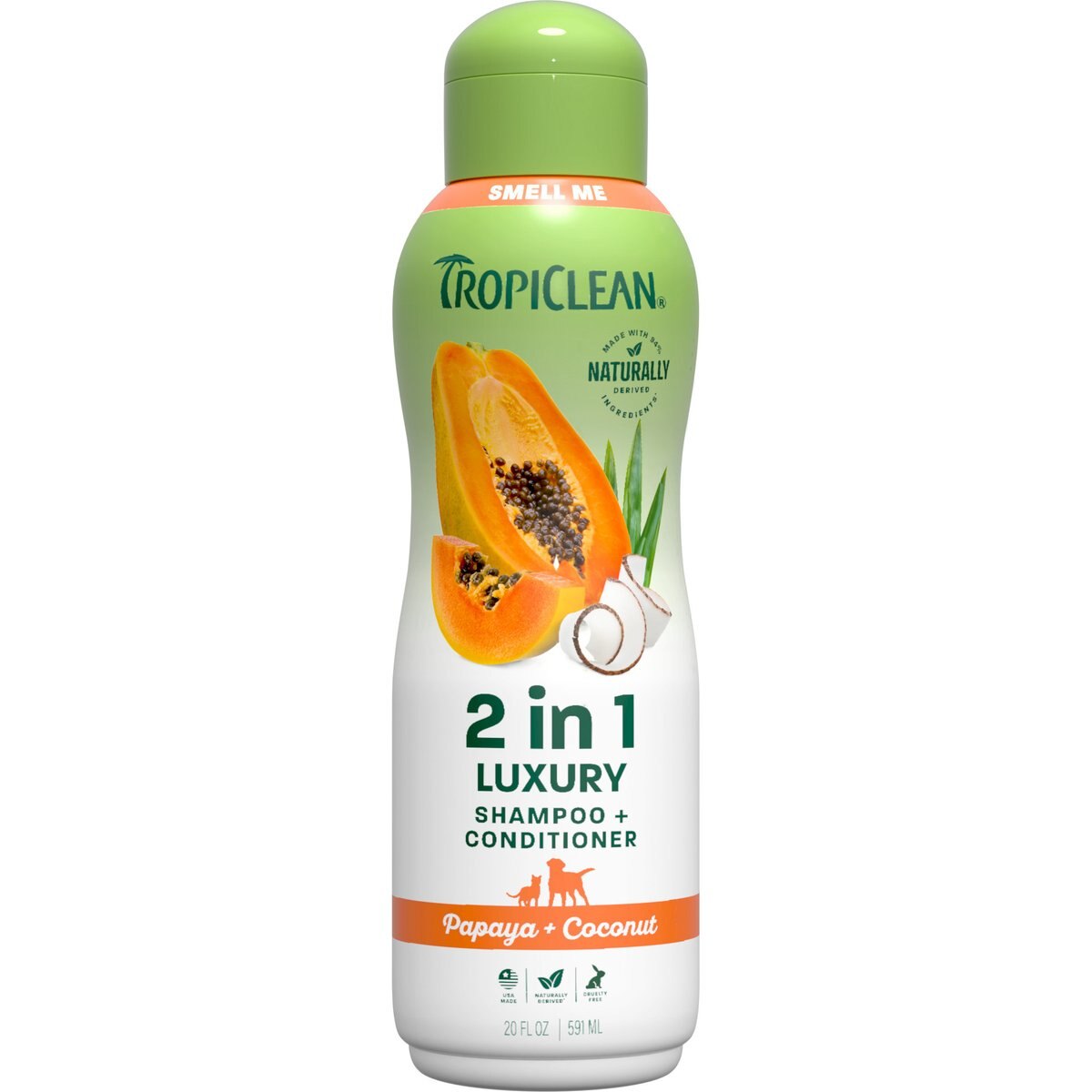 TropiClean Luxury 2-in-1 Papaya & Coconut Dog Shampoo & Conditioner, 20-fl oz bottle