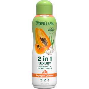 TropiClean Luxury 2-in-1 Papaya & Coconut Dog Shampoo & Conditioner, 20-fl oz bottle
