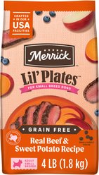 Merrick Lil' Plates Grain-Free Chicken-Free Real Beef + Sweet Potato Recipe Small Breed Dry Dog Food, 4-lb bag