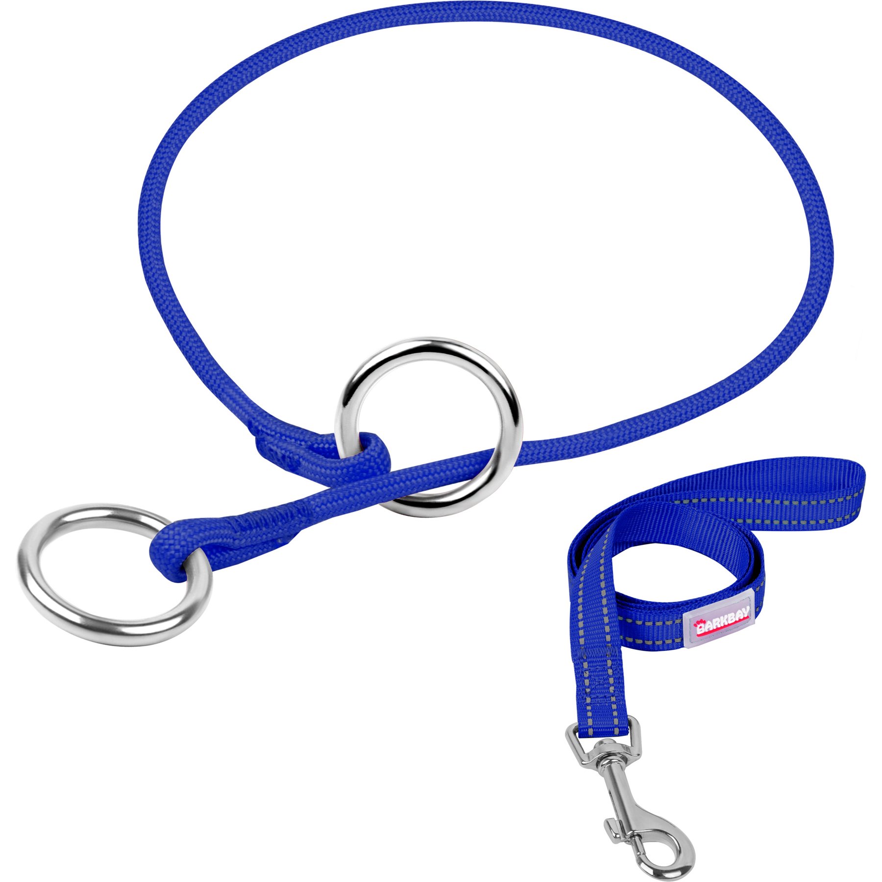 BARKBAY Martingale Dog Collar & Leash, Sapphire Blue, 23.5 to 25.5-in neck, 3/8-in wide
