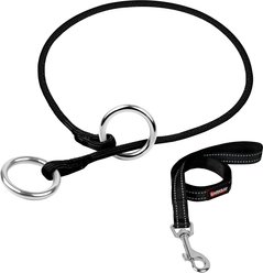 BARKBAY Martingale Reflective Dog Collar & Leash, Black, 9.5 to 11.5-in neck, 3/8-in wide