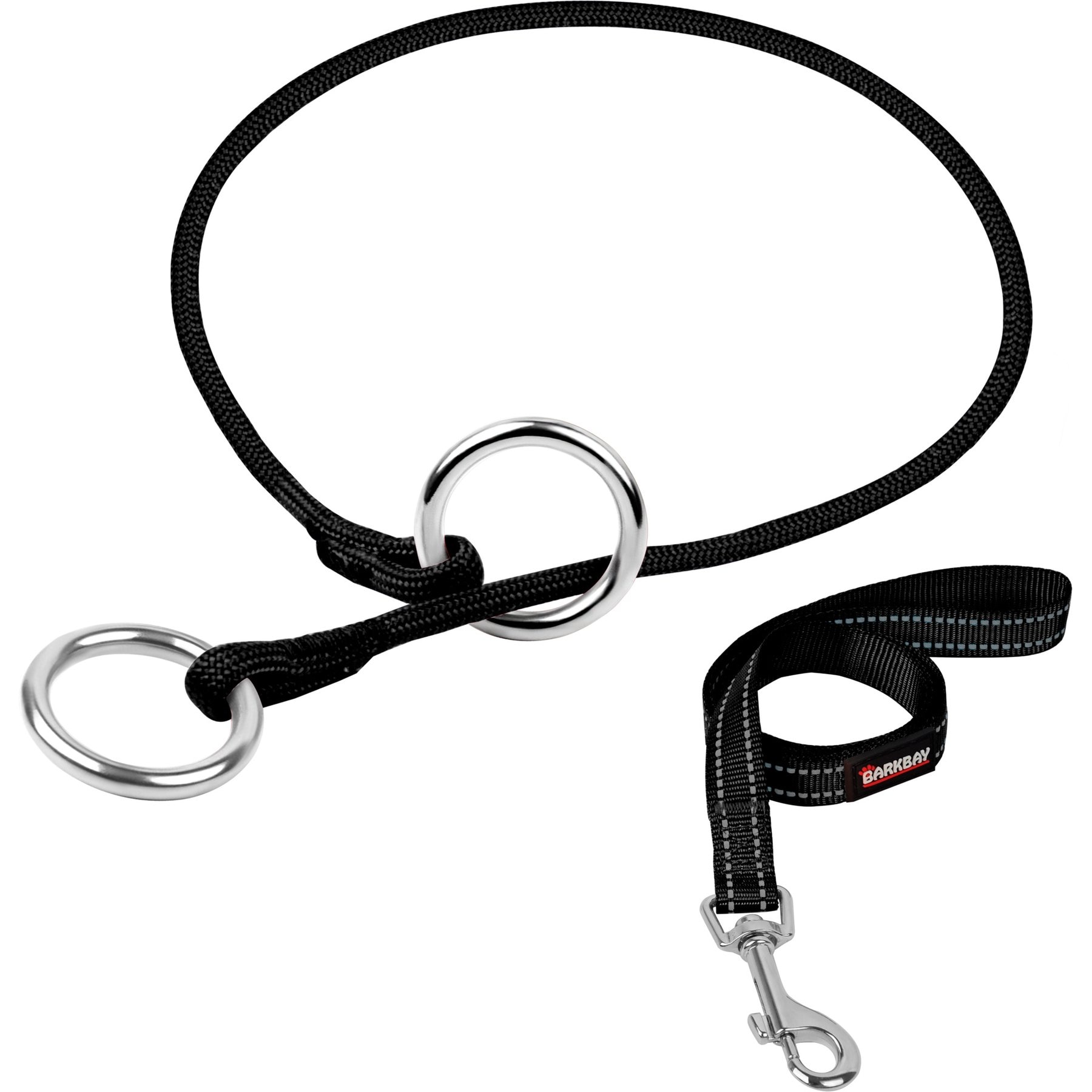 BARKBAY Slip Lead for Dog Collar & Leash, Black, 19.5 to 21.5-in neck, 3/8-in wide