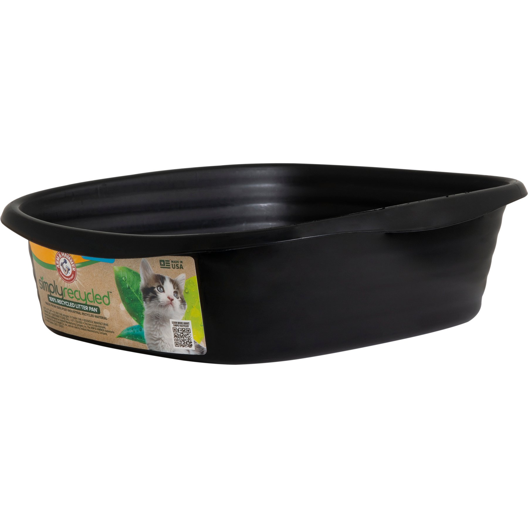 Arm & Hammer Simply Recycled Cat Litter Pan, Black, Small
