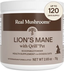 Real Mushrooms Lion's Mane with Qrill Organic Extract Immune-Support Flavored Powder Supplement for Dogs & Cats, 30 Servings