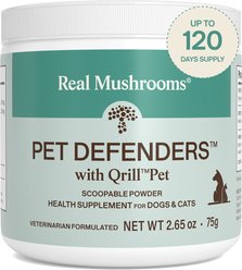 Real Mushrooms Qrill Organic Blend Defenders Immune-Support Flavored Powder Supplement for Dogs & Cats, 30 servings