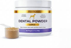 PetScy Teeth Cleaning Oral Care Powder Plaque & Tartar Support Chicken Flavored Breath-Freshening Dog Dental Supplement, Large: 3.17-oz