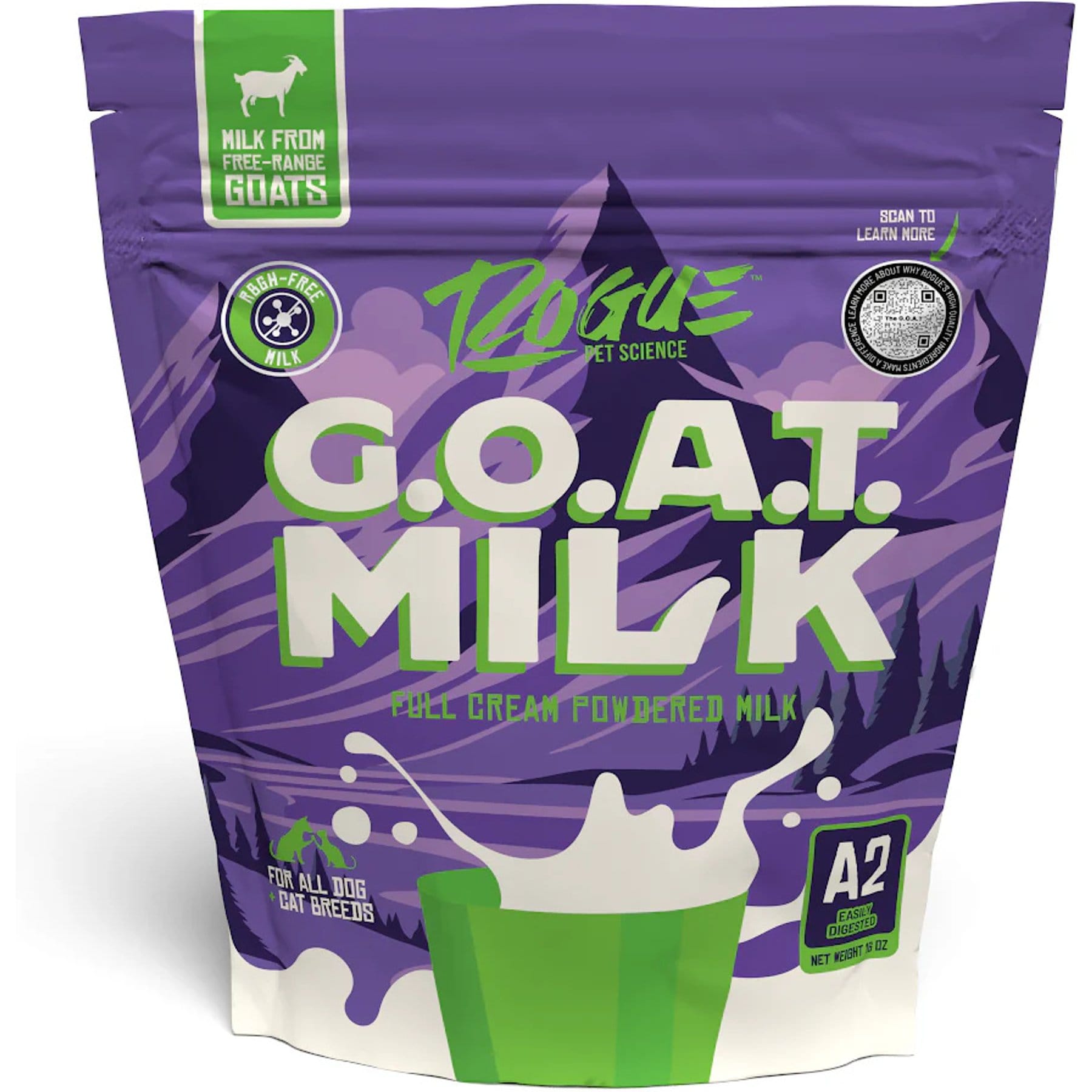 Rogue Pet Science G.O.A.T. Milk Appetite Stimulation Powder Supplement for Dogs, 1-lb bag