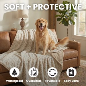 Arlee Home & Pet Waterproof Dog & Cat Throw Blanket, 60 x 70 x 0.5-in, Cream