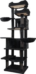 Cesicia Indoor Plush Cat Tree Tower with Hammocks, Hanging Basket, Cave & Removeable Cushion, 68-in, Black