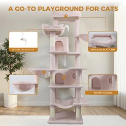 Zeus & Ruta Indoor Hammocks, Hanging Basket, Cave, Removable Cushion, Plush Tower 68-in Cat Tree, Pink slide 2 of 7