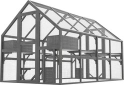 Cesicia Outdoor Cat Enclosure for Multiple Cats with 7 Platforms, 2 Resting Box & 2 Bridges, Gray