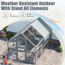 Zeus & Ruta Outdoor 7 Platforms, 2 Resting Box & 2 Bridges, Wooden Feral Shelter with Waterproof Cat Litter Box Enclosure, Gray slide 2 of 7