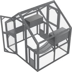 Cesicia Outdoor Cat Enclosure for Multiple Cats with 2 Platforms, 2 Resting Box & 1 Bridge, Gray