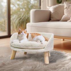 Wisfor Waterproof Nordic Stool Elevated Cat Bed with Removable Cover, White, Medium