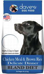 Dave's Pet Food Chicken Meal & Brown Rice Delicate Dinner Dry Dog Food, 4-lb bag