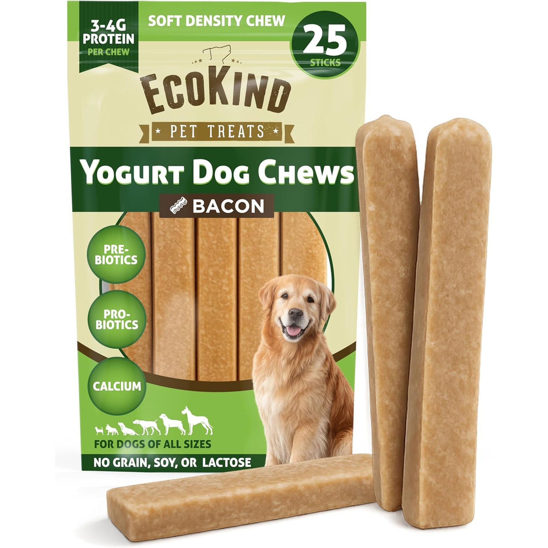 EcoKind Pet Treats Premium Bacon Flavored Yogurt Dog Treats, 25 count