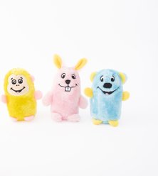 ZippyPaws Squeakie Buddies Bear Bunny Monkey Squeaky Variety Pack Dog Toy