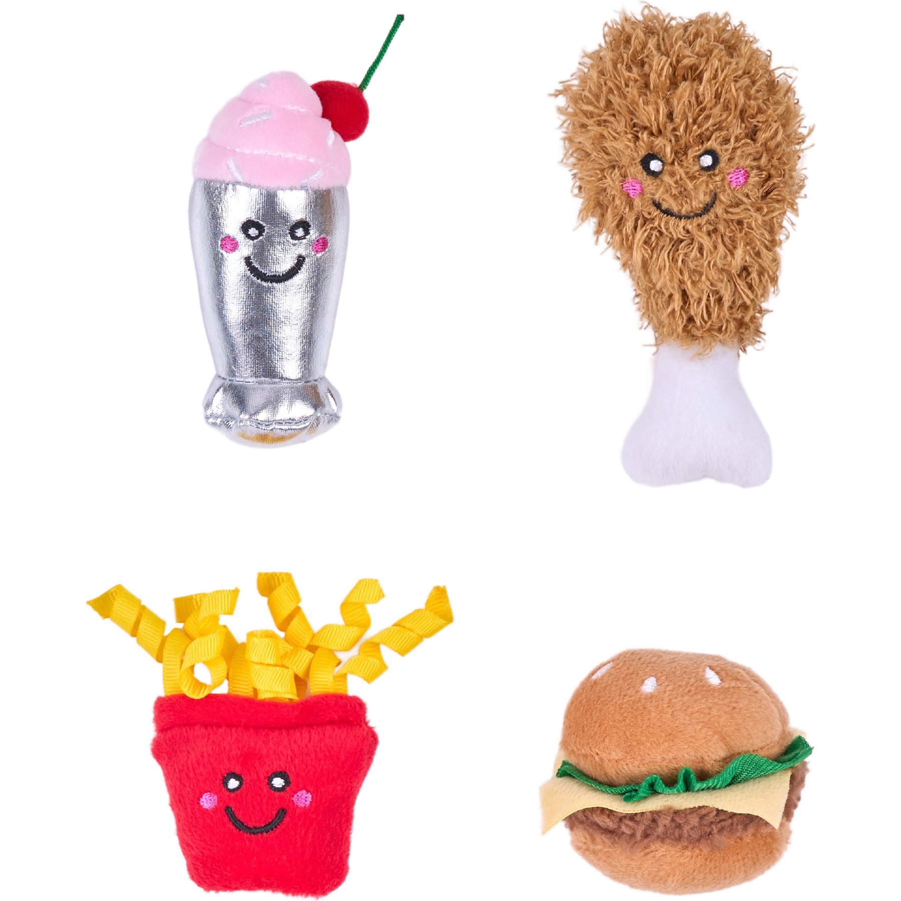 ZippyClaws NomNomz Fast Food Catnip Cat Toy, 4 count