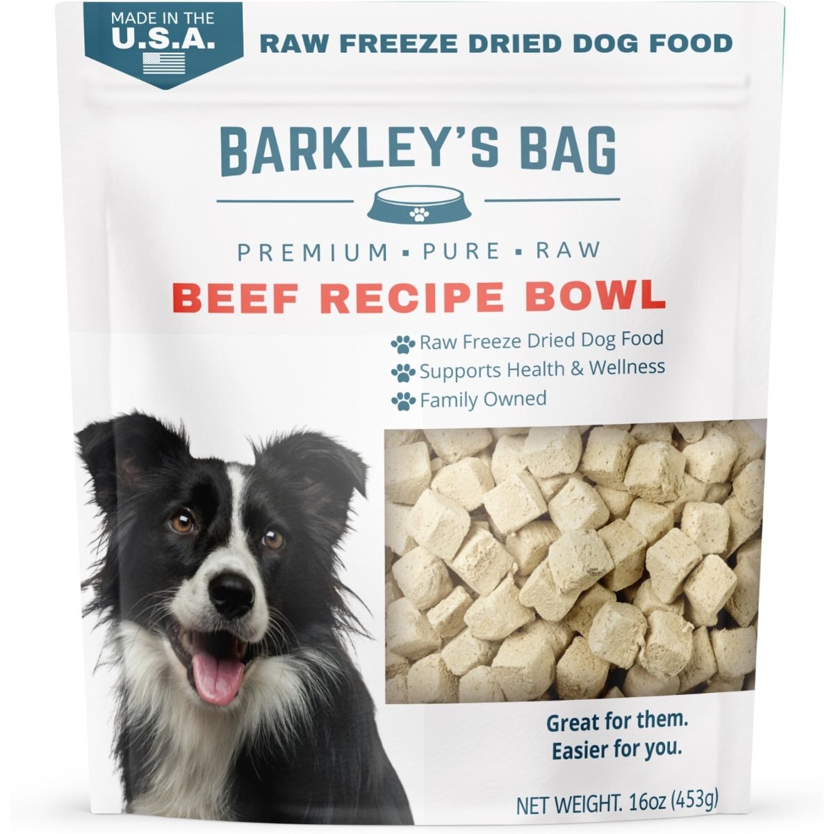 Barkley's Bag Bowls Beef Freeze-Dried Dog Food, 16-oz bag