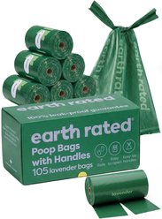 Earth Rated Dog & Cat Waste Removal Bags with Handle, Lavender, 105 count