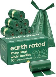 Earth Rated Dog & Cat Waste Removal Bags with Handle, Unscented, 105 count